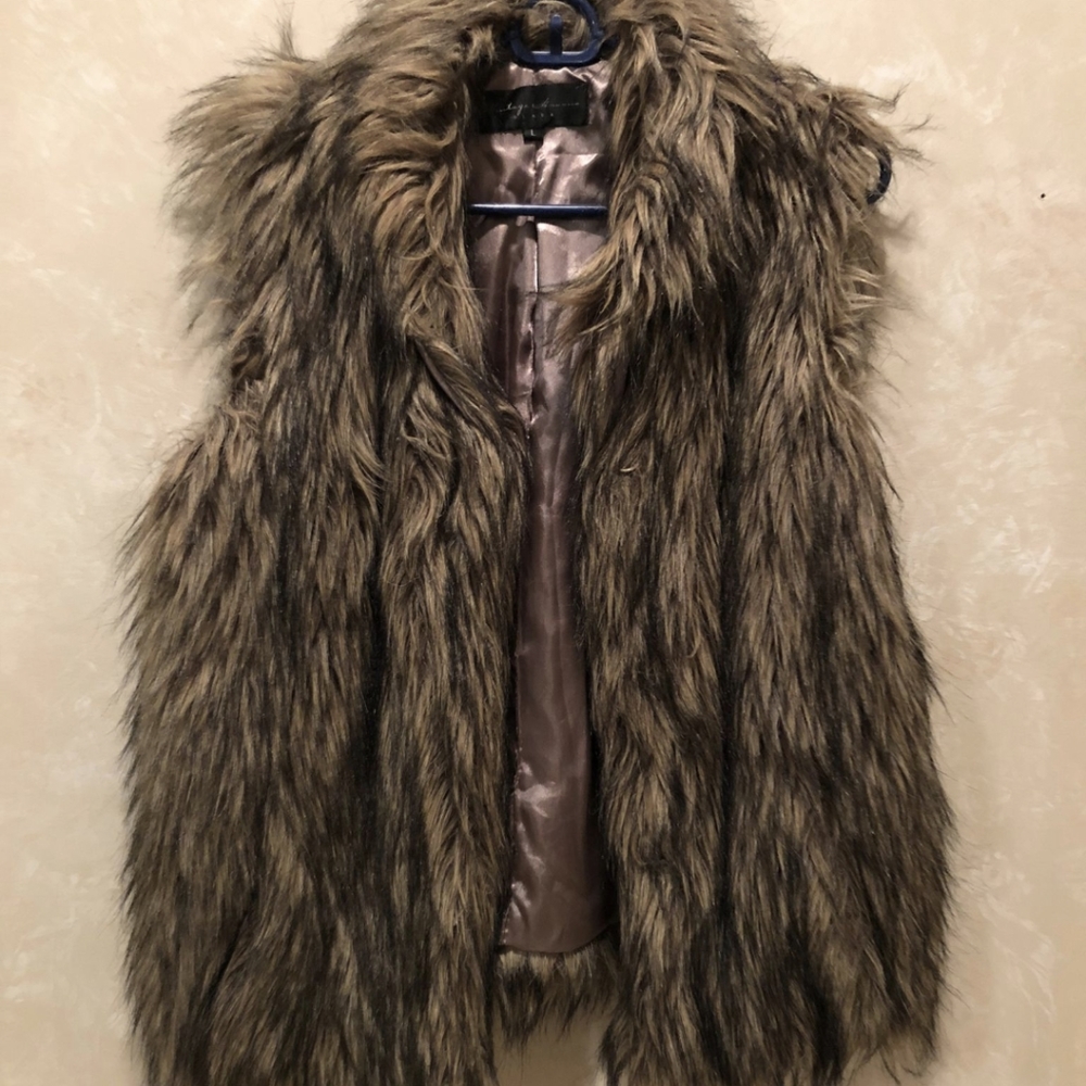 Vintage Havana faux fur vest, shades of brown, size large